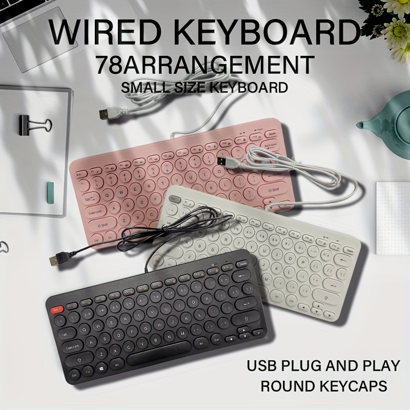 Demeras Teclado con cable ultrafino portátil mini teclado español interfaz  USB 78 teclas sensibles para computadora de escritorio