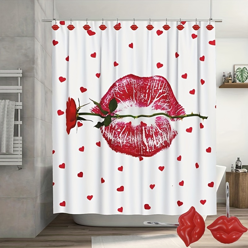 Shower Curtain Hooks Decorative Red Lip Shower Curtain Hooks - Temu