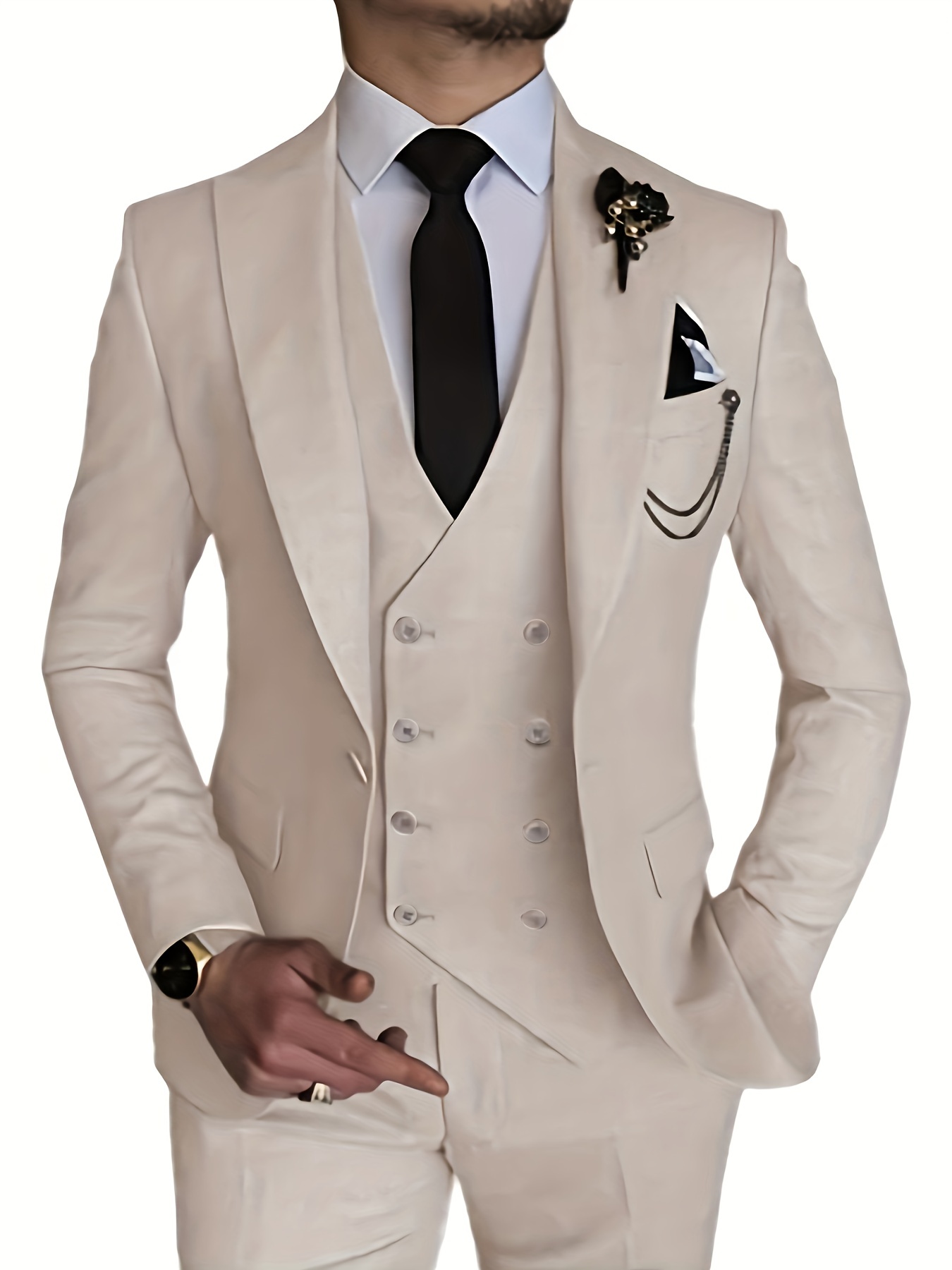 Mens 2 Piece Suit Elegant Wedding Party wear Slim Fit Dinner Formal Coat  Pants