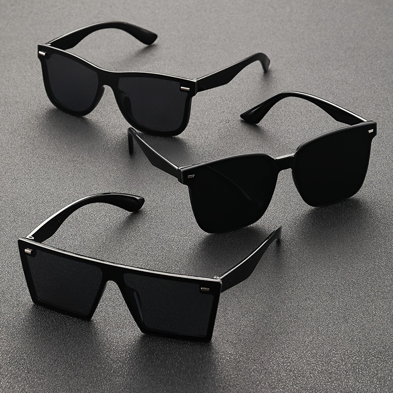 3pzas Conjunto De Gafas De Sol Para Hombres En Oscuro Y Gris