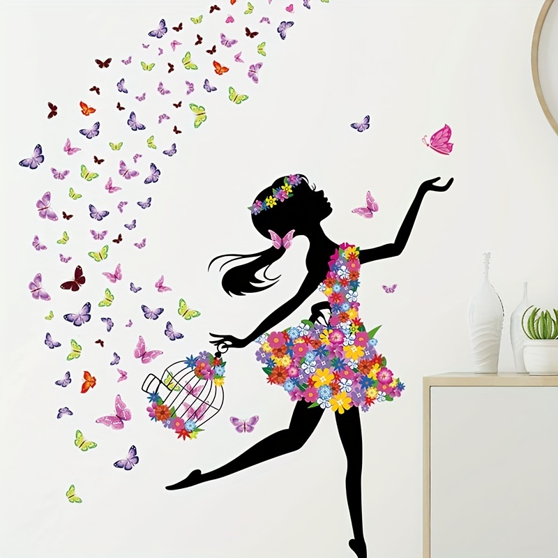 Un conjunto de pegatinas de pared para niña, pegatinas de mariposas, luna y  nubes, decoración de pared para dormitorio, sala de estar y oficina TUNC