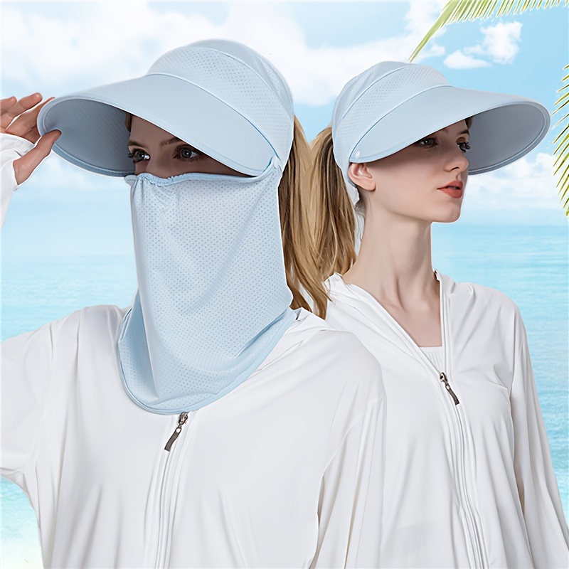 Breathable Cool Face covering Ponytail Sun Hat Ice Sensation - Temu