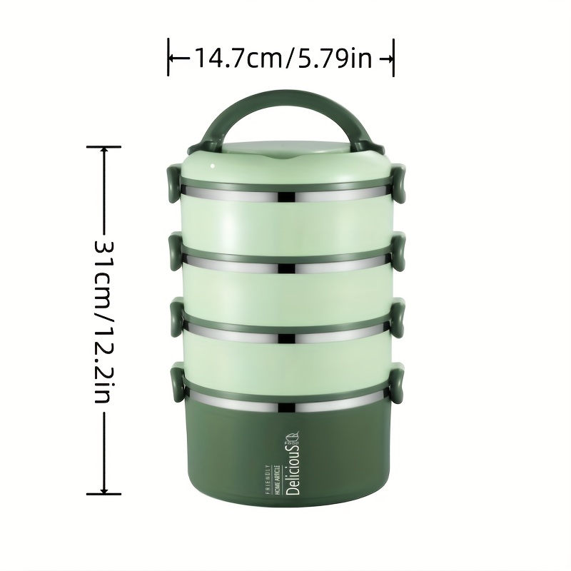 304 Stainless Steel Insulated Lunch Box, Sealed Portable Lunch Box, Round  Multi-layer Microwave Oven Lunch Box, For Teenagers And Workers At School,  Canteen, Back School, For Camping Picnic And Beach, Home Kitchen