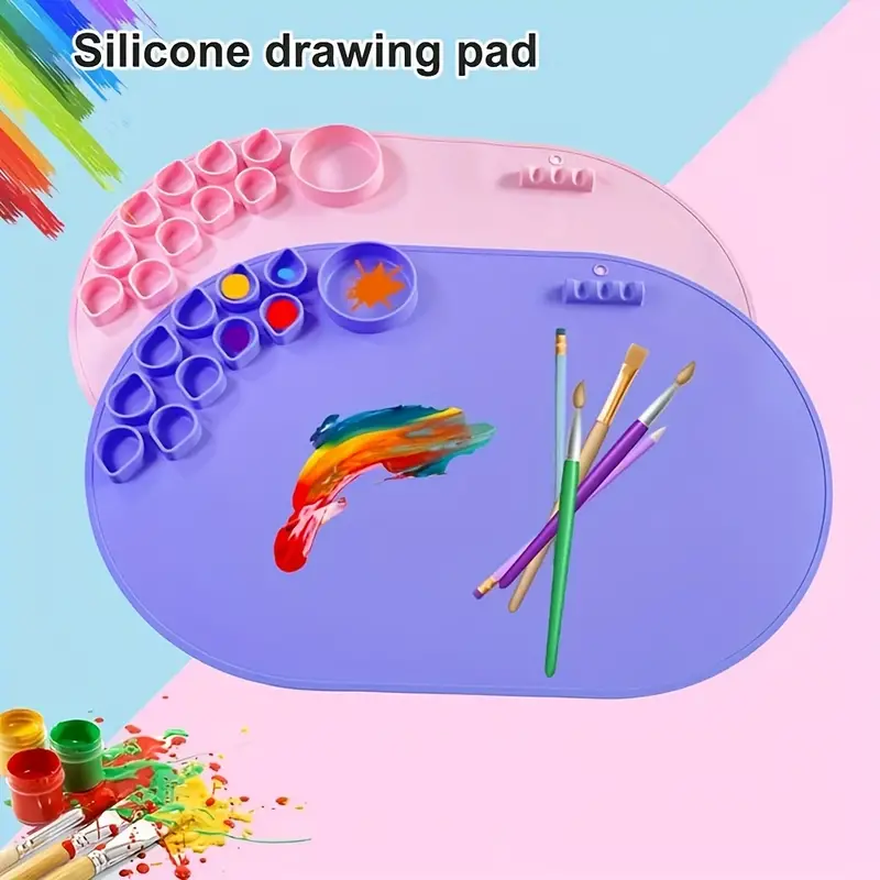 Silicone Drawing Mat Washable Painting Palette Foldable - Temu