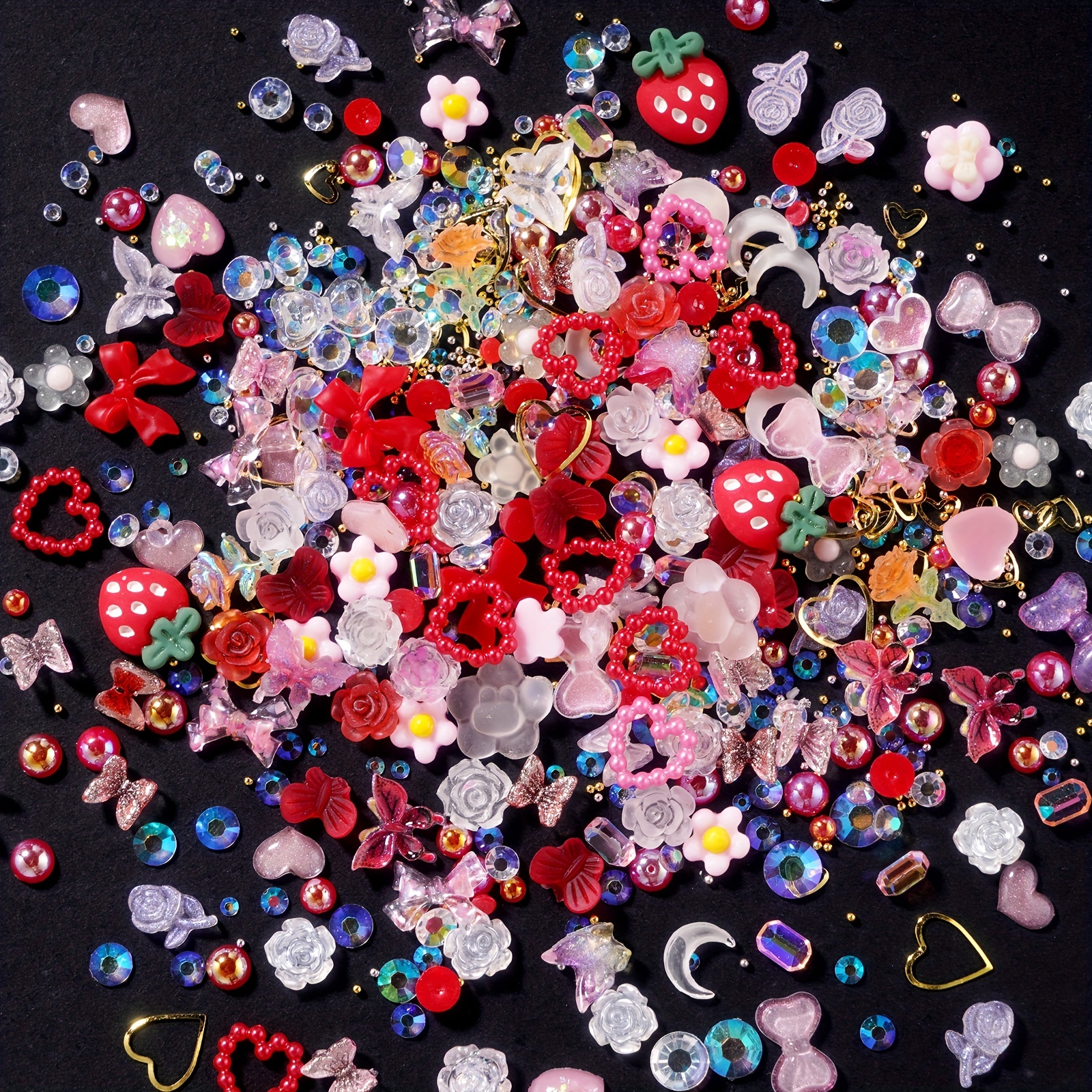  300Pcs 3D Assorted Blue Nail Charms Multi Shapes Blue Heart  Flower Butterfly Bowknot Shaped Nail Charms Resin Flatback Nail Art  Rhinestones Charms for Manicure DIY Crafts Jewelry Accessories : Beauty 