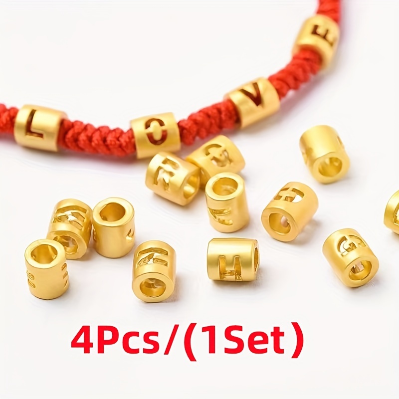 Lucky Letters Love Beads Golden Cylinder Alloy Letter Beads - Temu