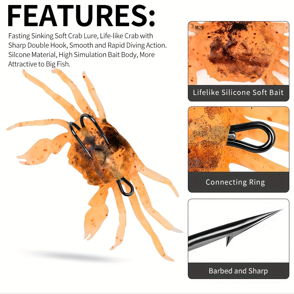 Proberos / Sinking Crab Soft Lures Sharp Hook Lifelike - Temu New