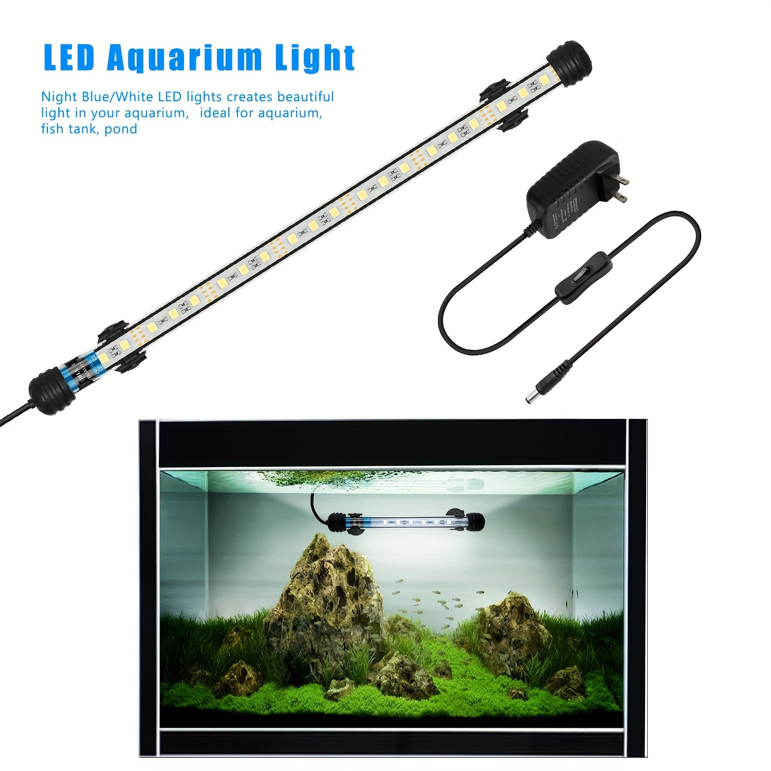Luz LED impermeable para acuario, lámpara subacuática para