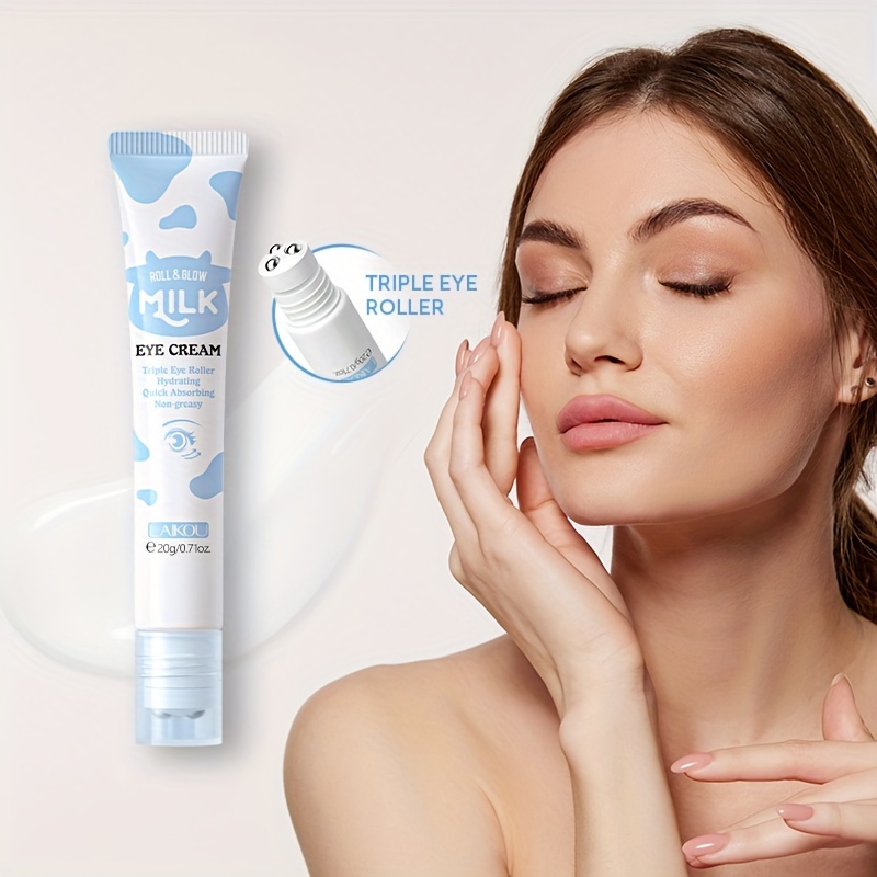 0.71oz Milk Eye Cream, Contains Vitamin A And B, Rolling Massage Ball Eye Cream, Roller