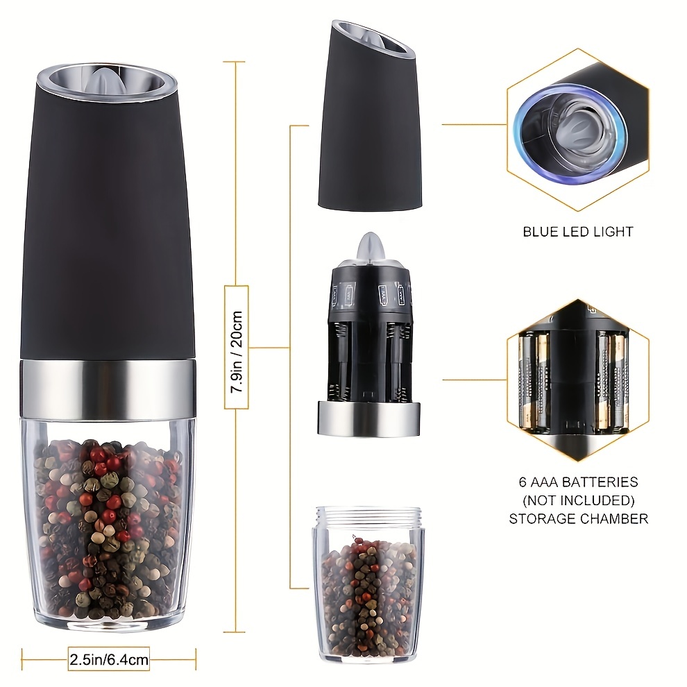 Gravity Electric Salt and Pepper Grinder Automatic AAA Battery