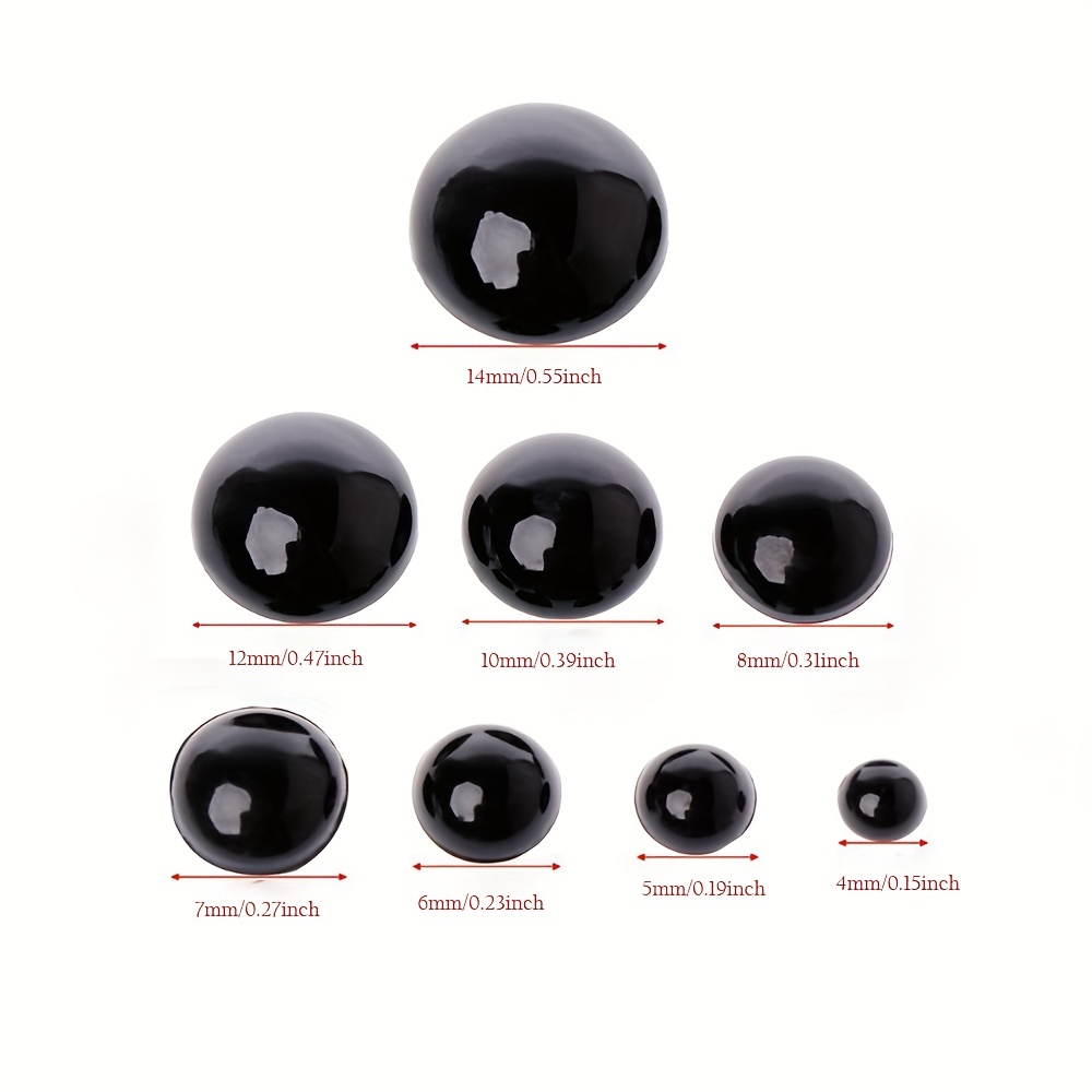 14mm Black Amigurumi Safety Eyes in Black Plastic for Doll 
