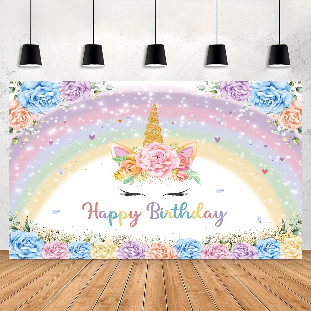 1pc, 5x3ft Rainbow Birthday Backdrop Rainbow Party Decorations Backdrop  Banner Rainbow Birthday Decorations Rainbow Birthday Party Supplies