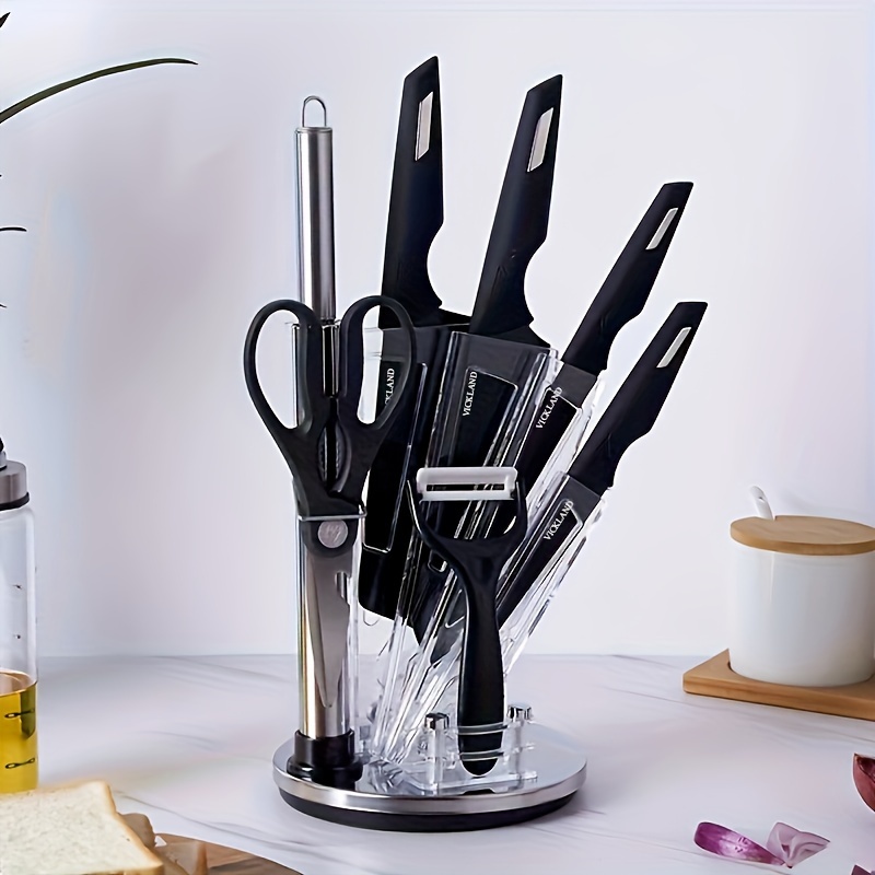 10Pcs Kitchen Knife Set Stainless Steel Chef's Knives w/Sharpener and Bag  Gift