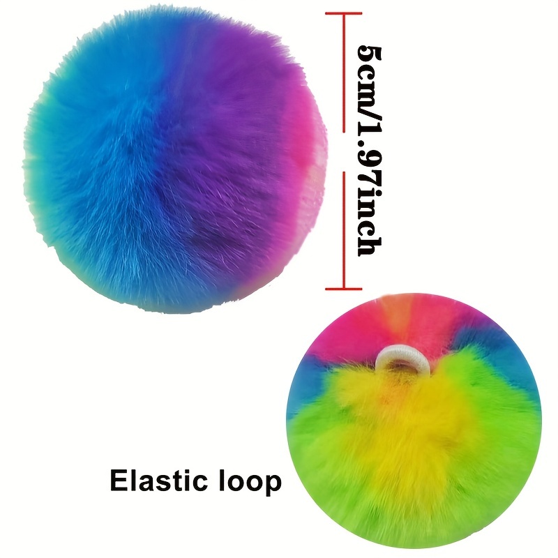 Faux Rabbit Plush Ball Fluffy Ball Pom Pom With Elastic Ring - Temu