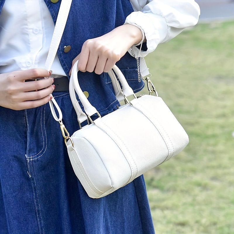 Women's Blue Leather Shoulder Mini Boston Bags