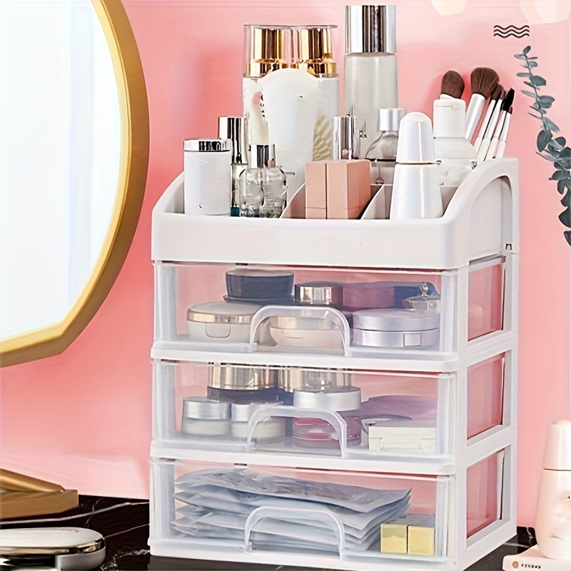 Multi-layer Drawer Type Makeup Storage Box, Dustproof Household Cosmetics  Stationery Jewelry Perfume Storage Shelf, Desktop Transparent Storage  Organizer - Temu