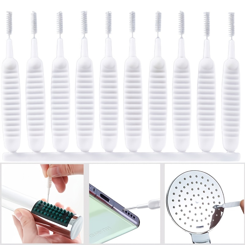 10pcs/set Shower Head Cleaning Brush White Small Brush Pore Gap Clean  Anti-clogging Nylon For Kitchen Toilet Phone Hole Brushes