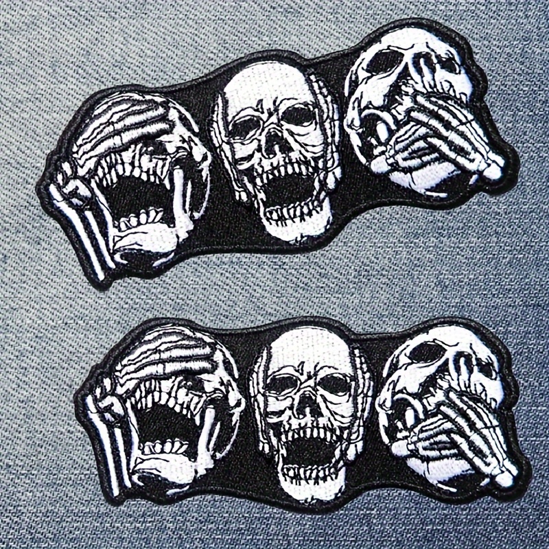 2pcs Funny Skeleton Skull Embroidered Patches For Men, Iron On Sew On  Patches For Jean, Jackets, Bags, Shoes, Jeans, Clothes, Ideal choice for  Gifts