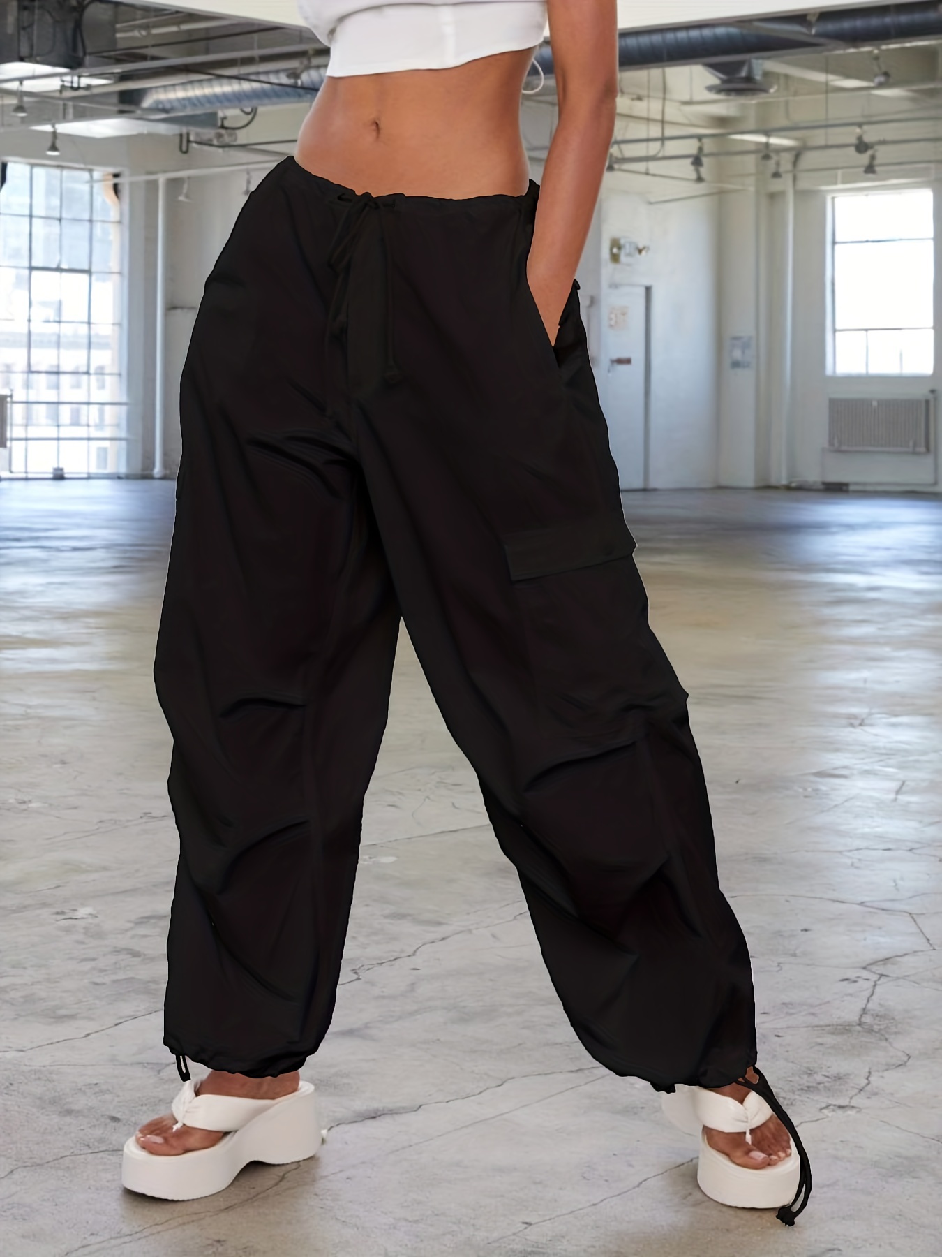Y2k Women's Loose Drawstring Pants Multi pockets Casual Slim - Temu