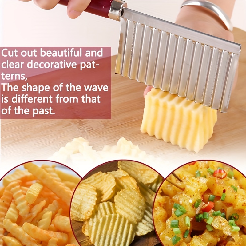 Crinkle Cutter, Wavy Chopper Knife, Upgraded Stainless Steel Crinkle Knife,  Safety Kitchen French Fry Chip Cutter, Wavy Slicer For Fruit Vegetable  Salad Carrot Potato Fries, Kitchen Tools - Temu