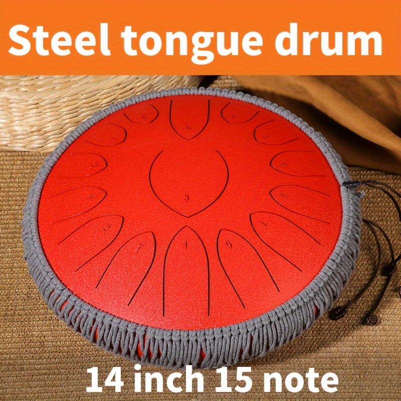 Steel Tongue Drum,15 Notes 14 inch D-Key Handpan Percussion Instrument,for  Meditation, Decompression, Music and Gift (Navy)
