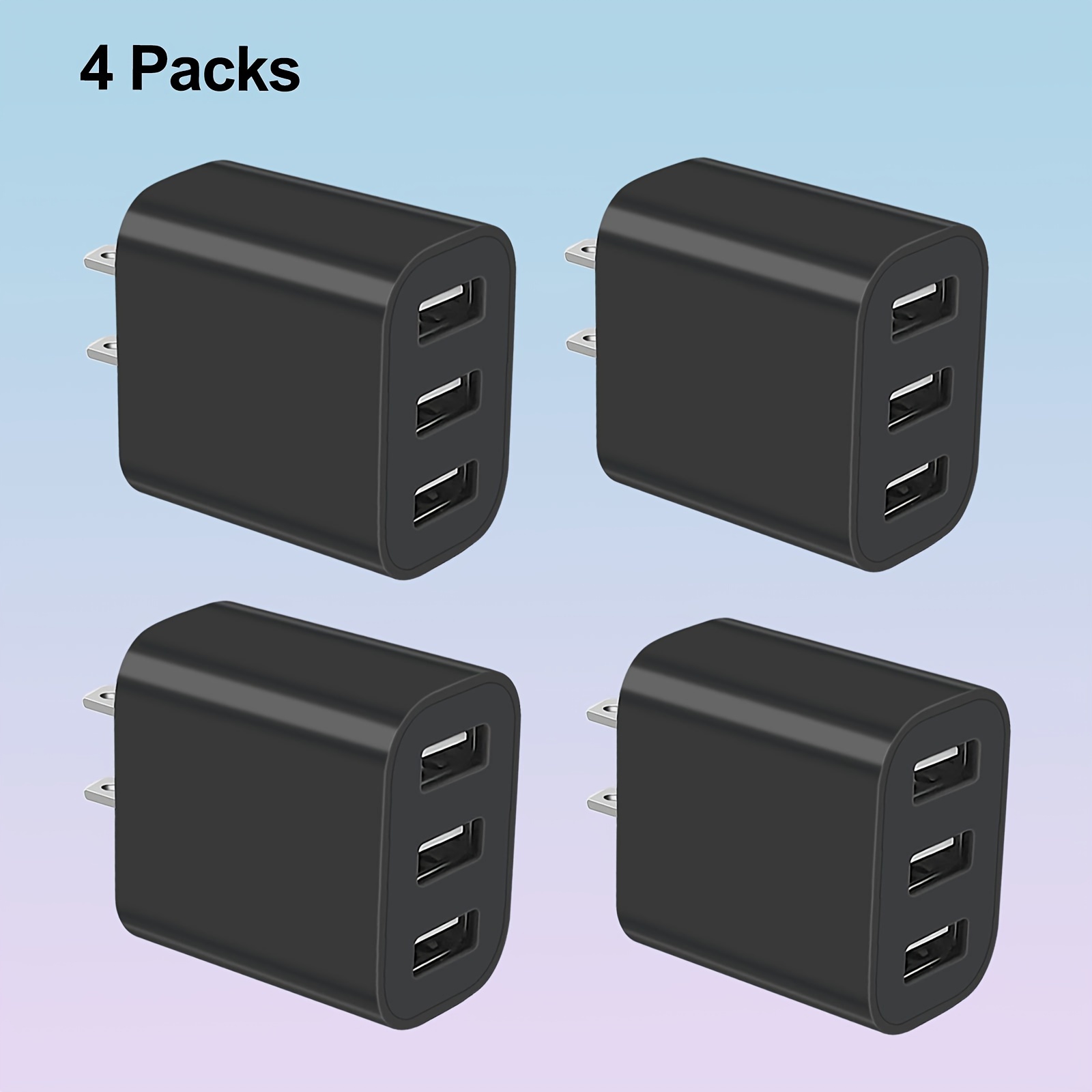 Cargador de pared USB, enchufe USB, paquete de 2 unidades de 2.4 A, doble  puerto, 12 W, cargador de pared, adaptador de bloque de carga, caja de cubo