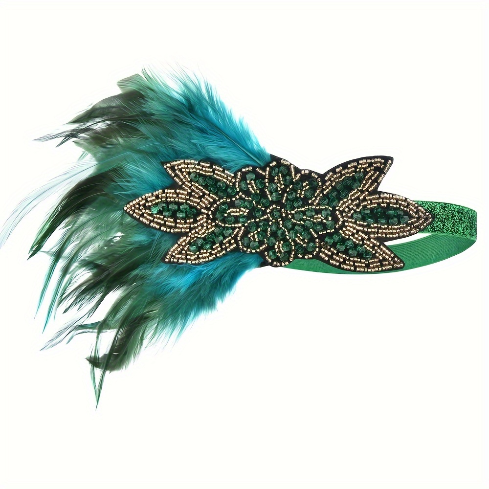 1920s great gatsby themed faux feather headband masquerade halloween carnival party evening dress hair accessories