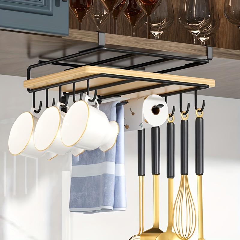 Kitchen Multipurpose Under Cabinet Storage Shelf, Space-saving Free Drill  Cookware Storage Rack, Kitchen Hanging Organizer, Easy To Install, Kitchen  Accessories - Temu