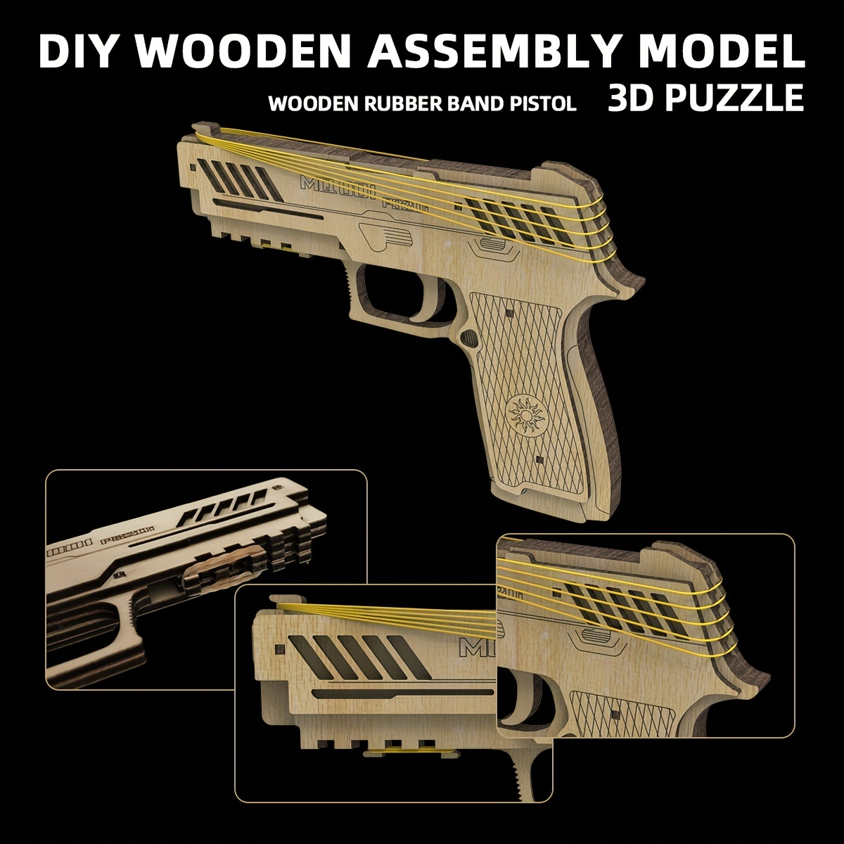 Diy Wooden 3d Assembled Model Rubber Band Pistol Toy Easy - Temu