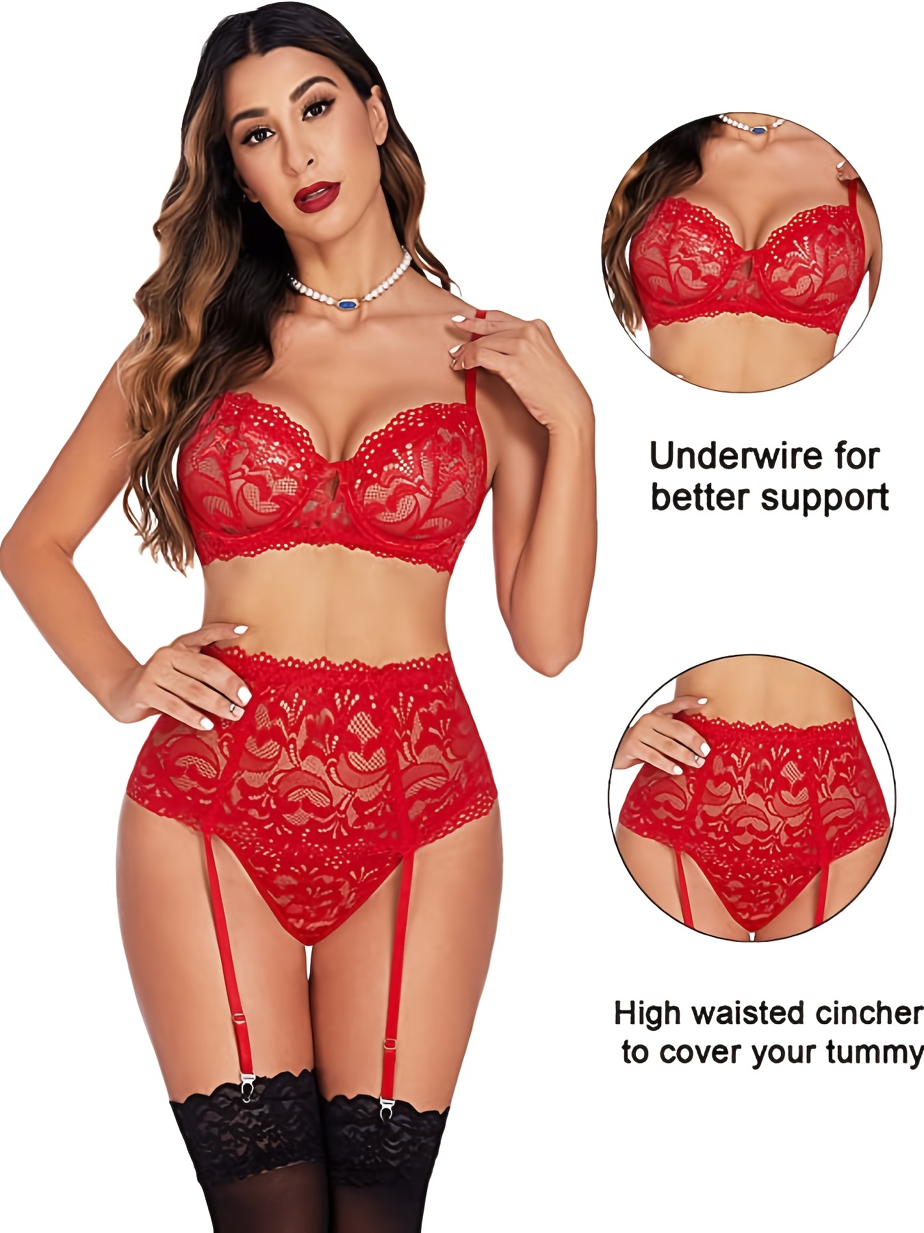 Lace Underwire High Waisted Lingerie Set