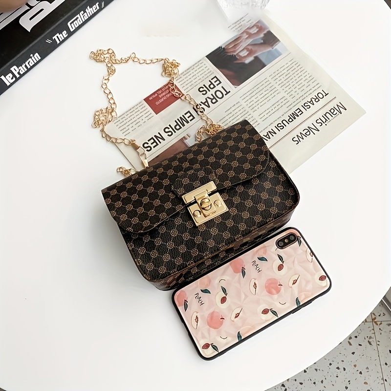 Vintage Pattern Square Shoulder Bag Classic Chain Bag For Work