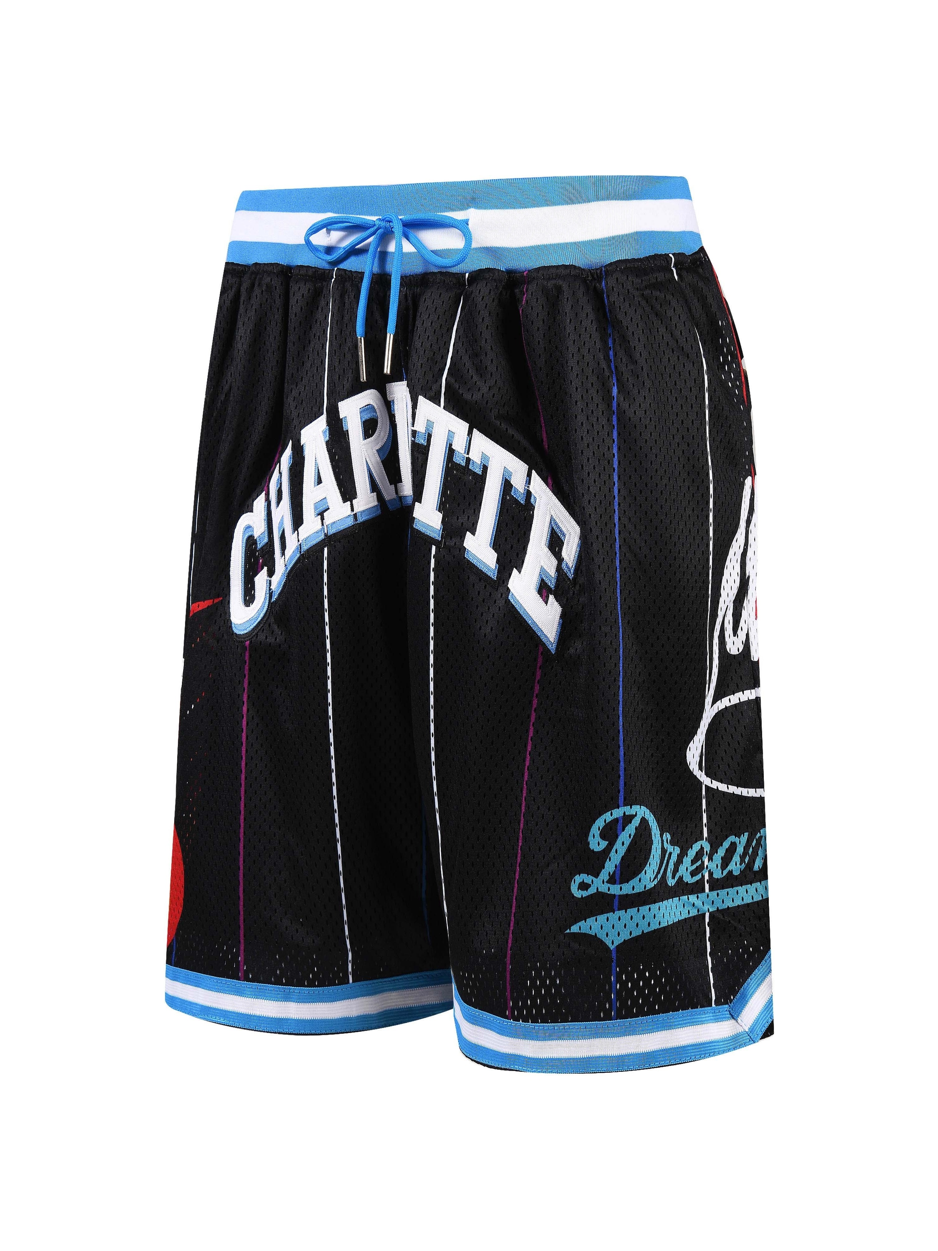 Plus Size Men's Charitte Print Basketball Shorts, Oversized Fashion Sports Quick Dry Breathable Shorts for Big & Tall Males, Men's Clothing,Temu