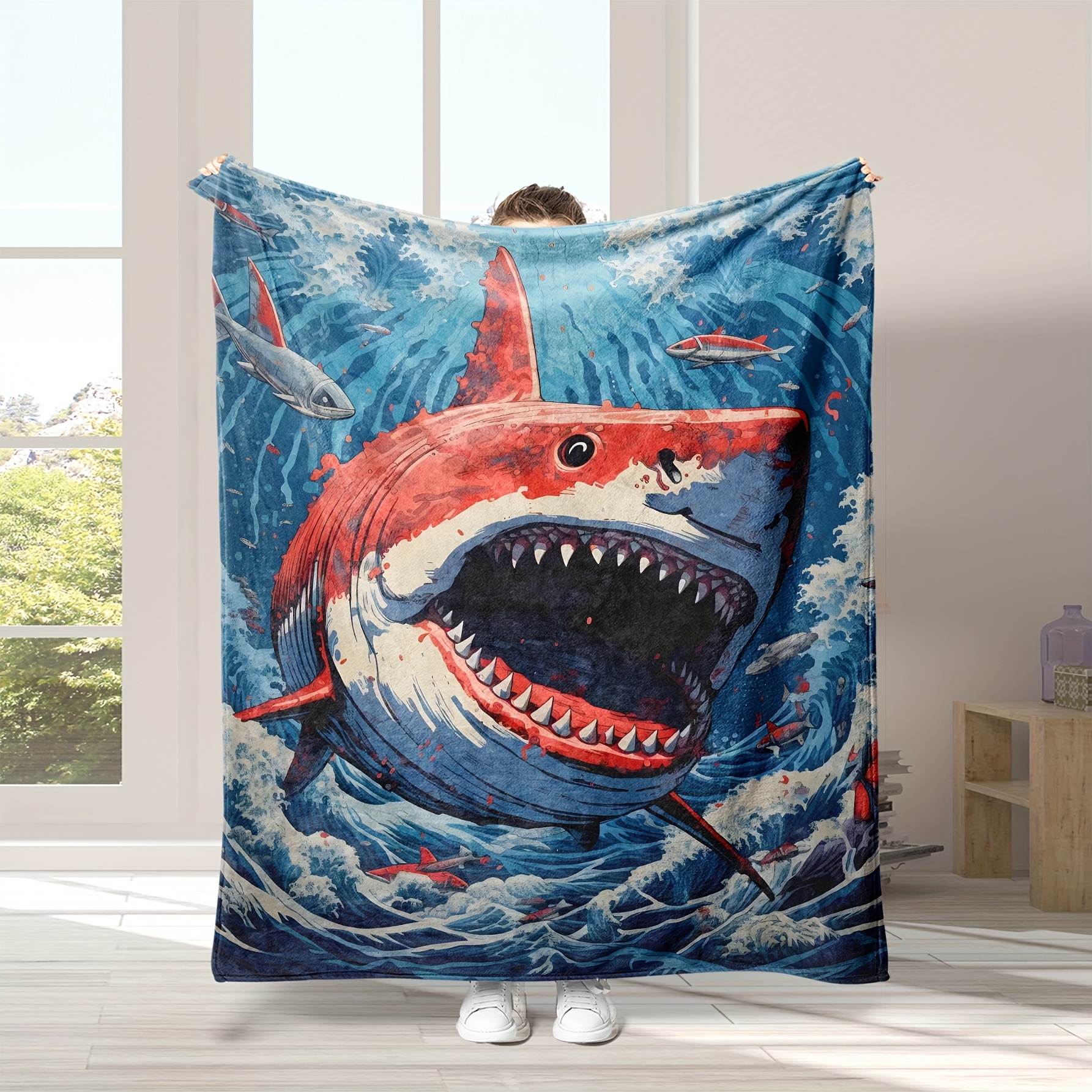 Bape Shark Throw Blanket Ultra Soft Lightweight Bed Blanket Quilt