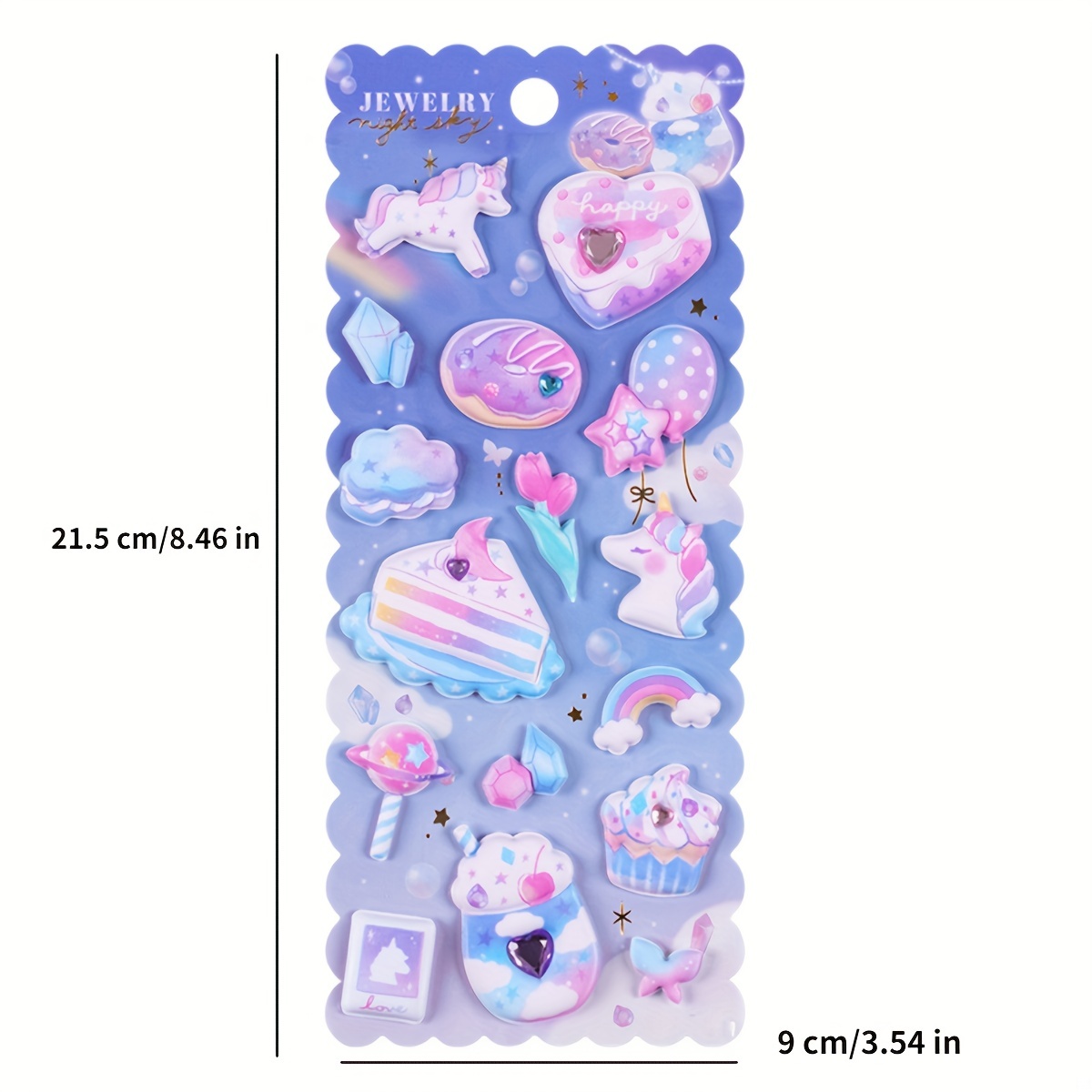 Kawaii Puffy Animal Jewel stickers sheet set