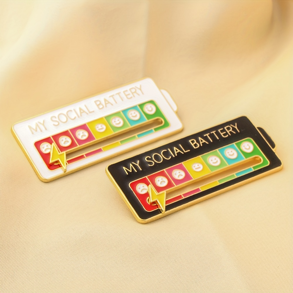 Social Battery Pin - for My Social Batterys Creative Lapel Pin Fun Enamel  Emotional Pin, A Week Social Battery Lapel Slider Pin, Gifts : :  Clothing, Shoes & Accessories