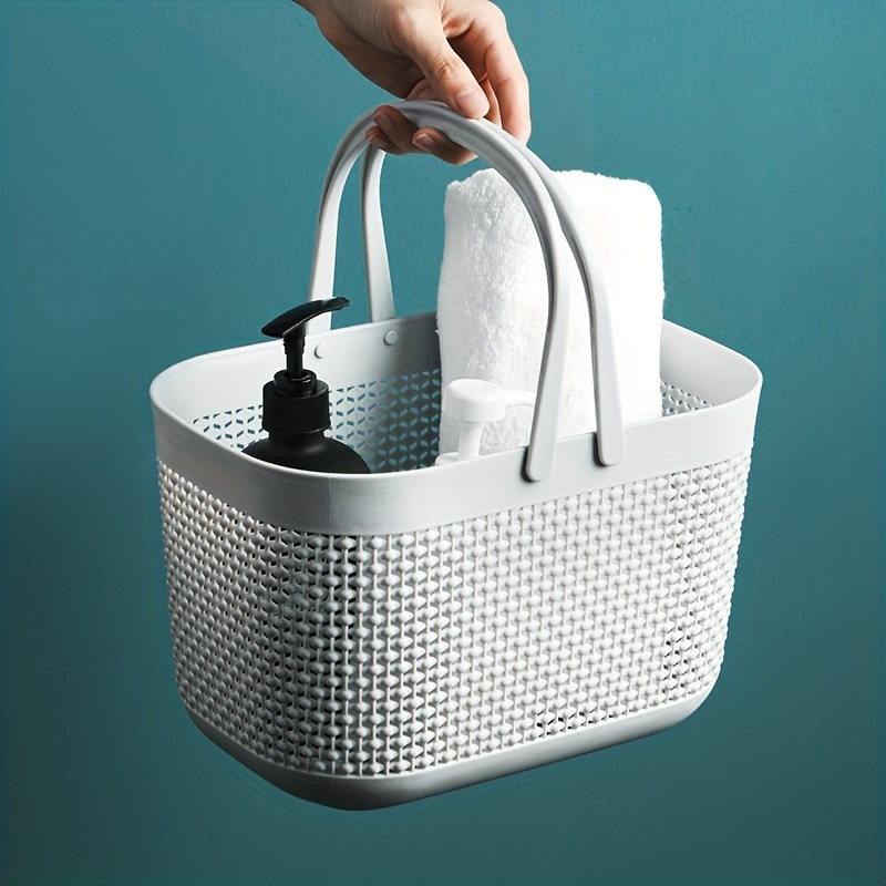 Bath Drain Basket Portable Storage Shower Caddy Tote Rattan Plastic Bathroom  Organizer Cosmetic Wash Handle Box - AliExpress