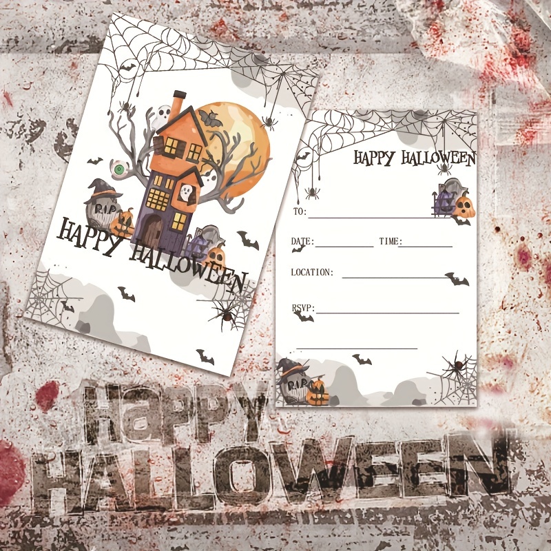 halloween party invitation cards haunted house   creative cartoon greetings for   birthday celebrations details 5