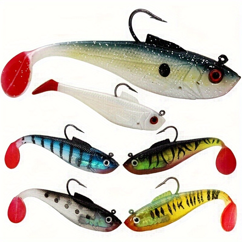 Ten Pieces Pre-rigged Jig Head Soft Fishing Lures, Paddle Tail Swimbaits  For Bass Fishing, Shad Or Tadpole Lure With Spinner, Premium Fishing Bait  For