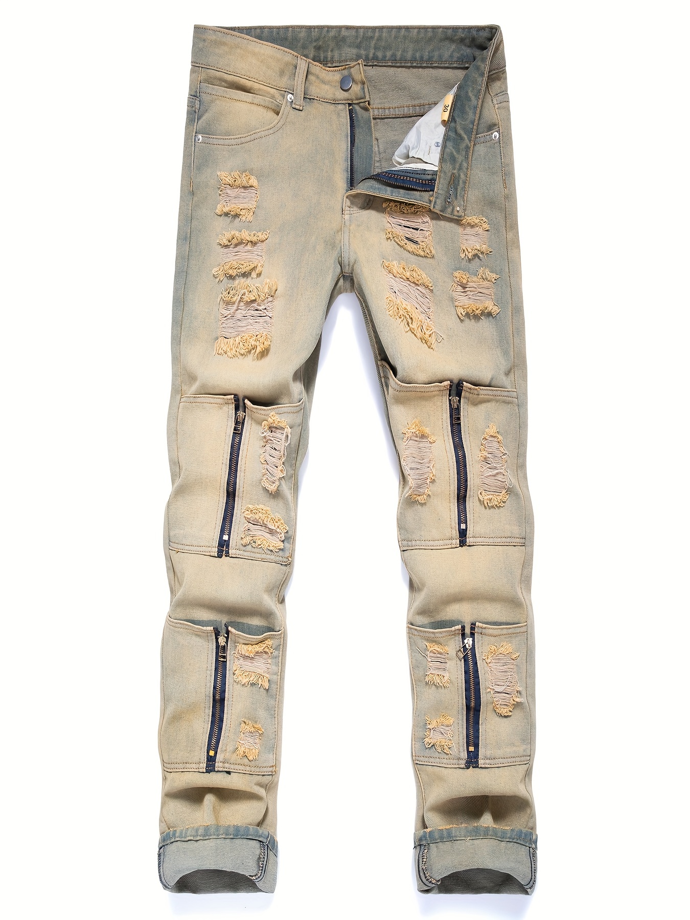 Men's Y2k Trim Straight Leg Jeans Casual Street Style - Temu Canada