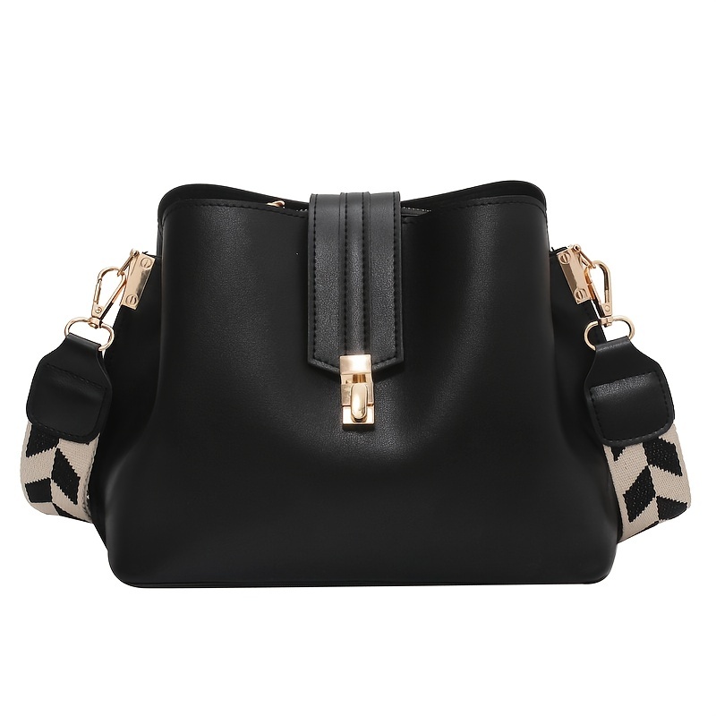 Buckle Decor Shoulder Bucket Bag