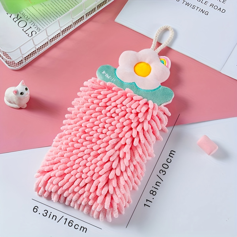 Chenille Flower Hand Towel, Can Be Hung Double Thickened Absorbent Hand  Towel, Hand Towels With Hanging Loop - Temu