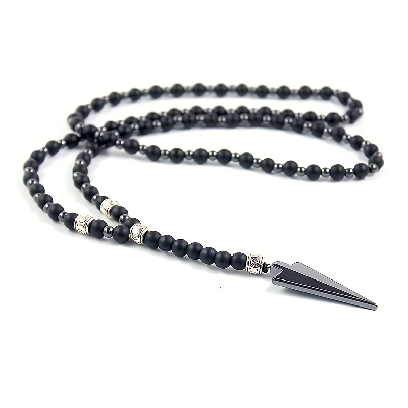 Arrow Charm Beaded Pendant Necklace, Gift for Men