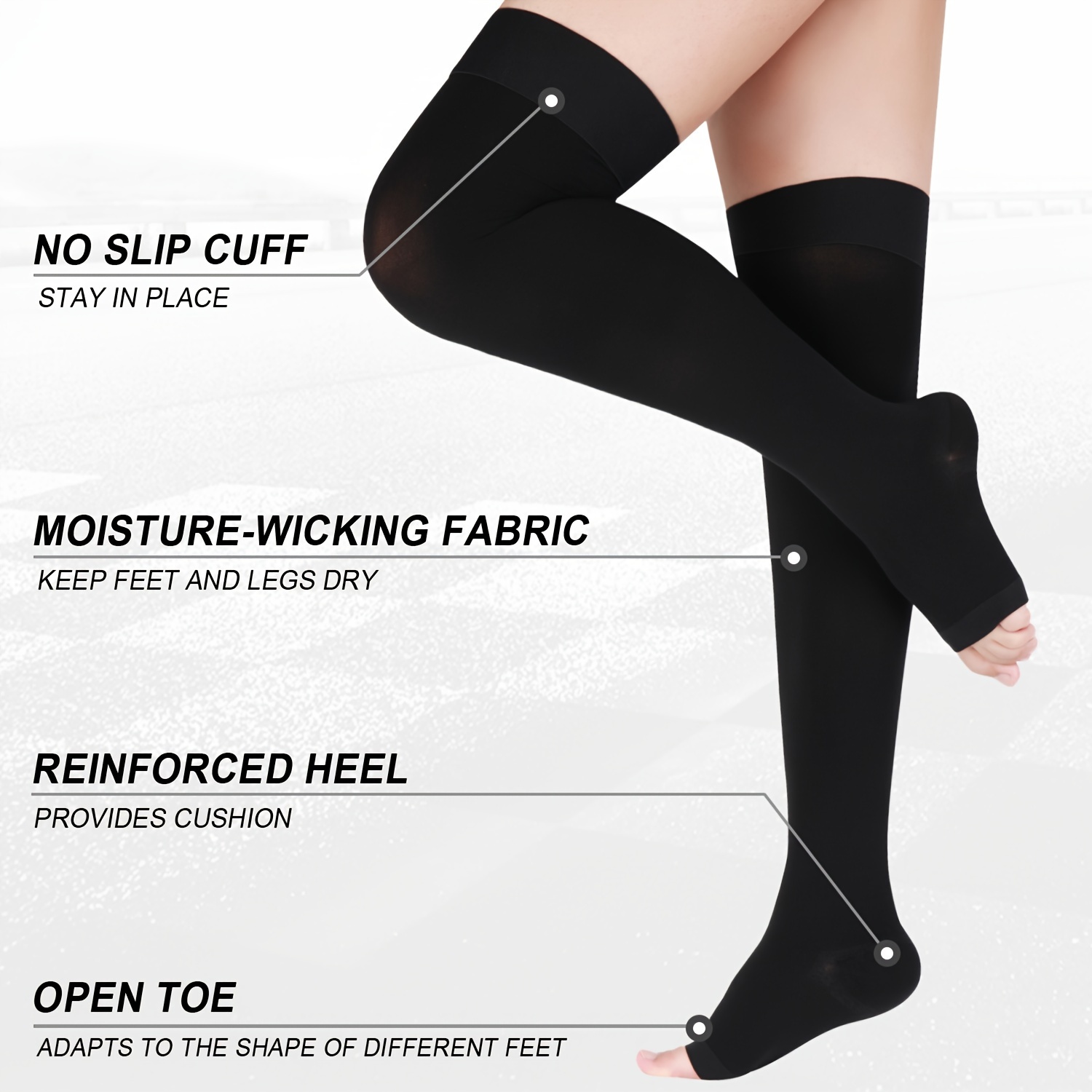 Medical Compression Pantyhose Women & Men,20-30mmHg Open Toe Thigh High  Compression Tights Graduated Support (Beister)