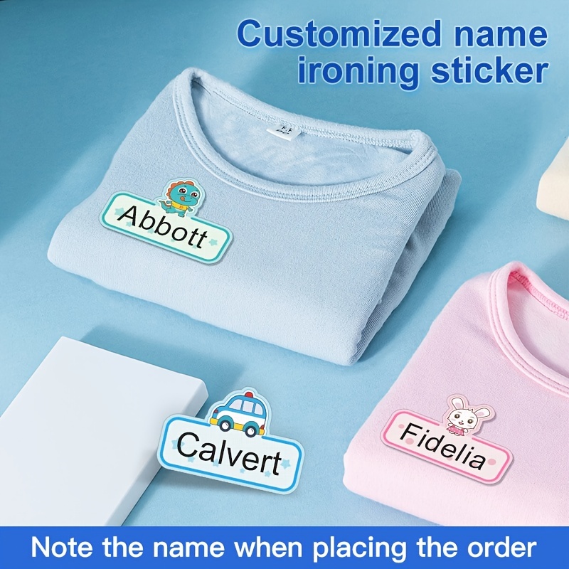  Etiquetas de ropa personalizadas para niños, lavables para  coser/planchar, etiquetas para nombre para ropa para guardería, escuela,  hogares de ancianos, campamento (T) : Productos de Oficina