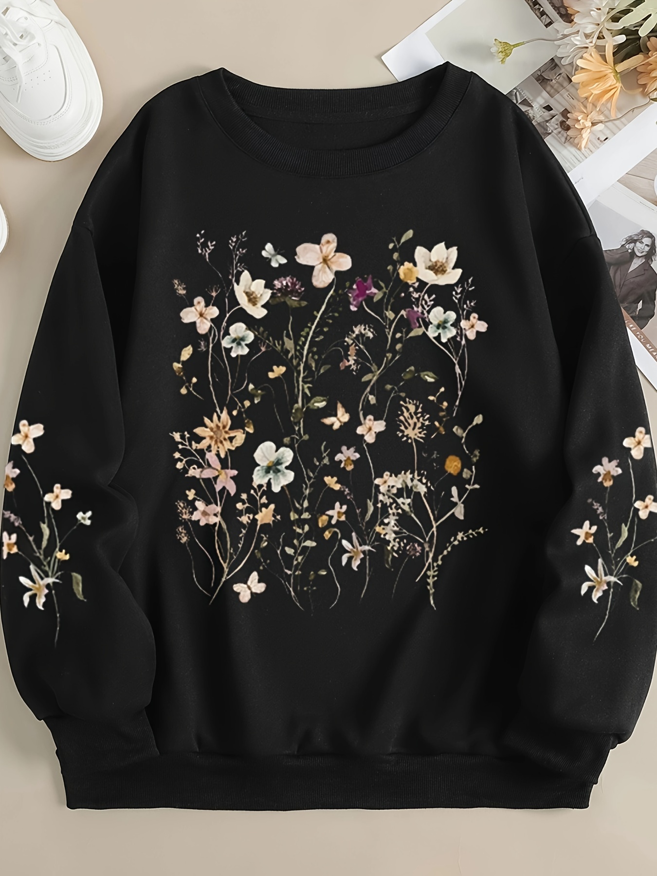Graphic Print Sweatshirt, Crew Neck Casual Sweatshirt For Winter &amp; Fall, Women's Clothing