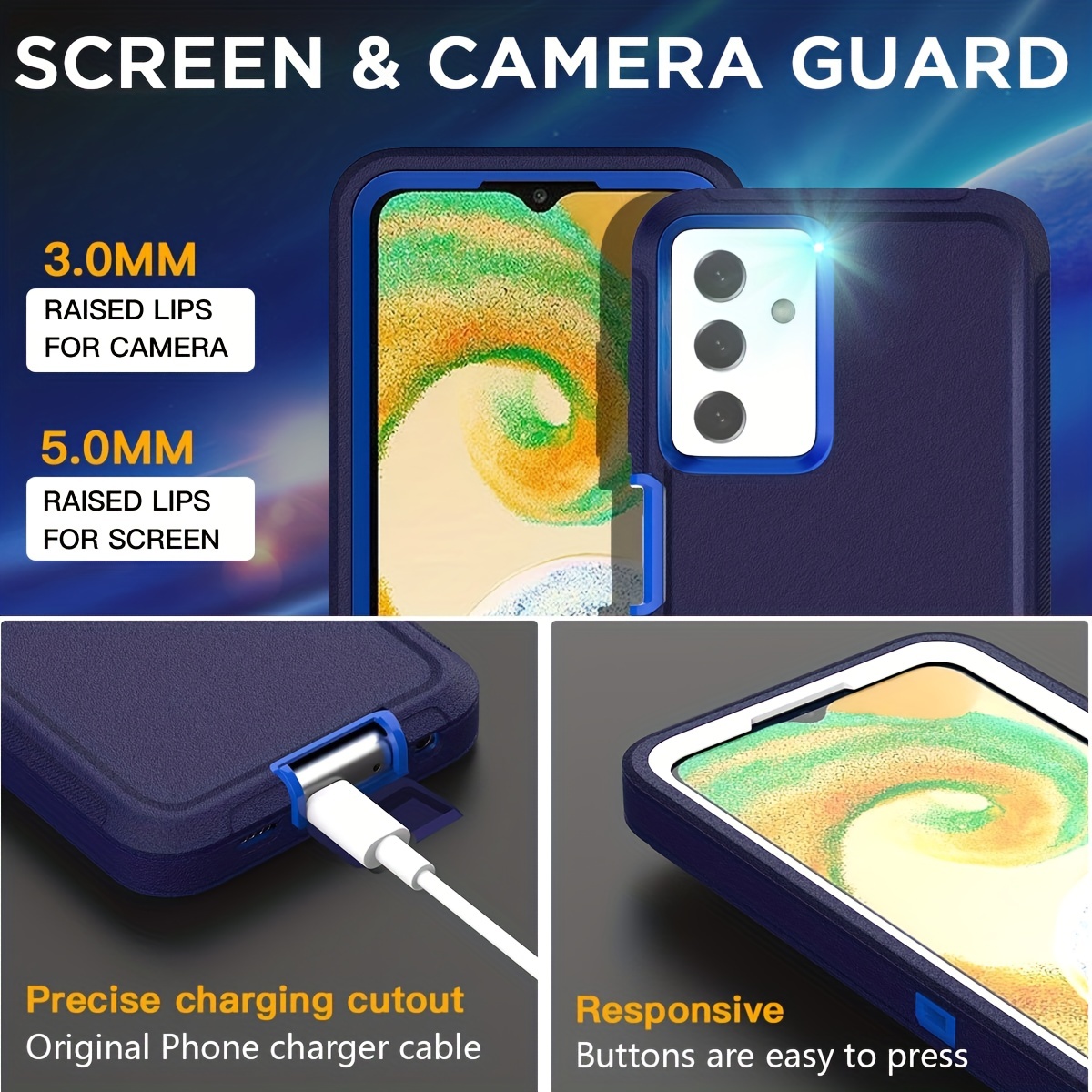 SZYG for Samsung Galaxy S24 Ultra Case Heavy Duty 3-Layers