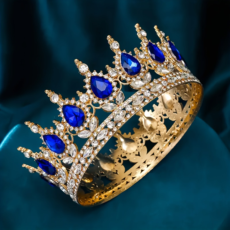 Metal Royal Crown with Rhinestones - Gold