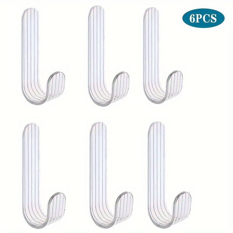 6pcs White Self-adhesive Hooks, Suitable For Hanging Clothes And