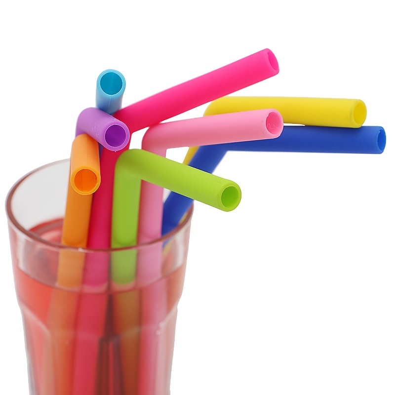 The Silicone Straw, 6 Food-Grade Silicone Straws, BPA Free, Thick