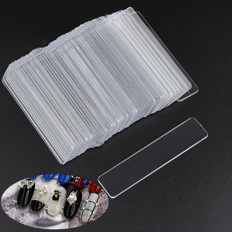 

50pcs Clear Nail Display Strip, Nail Art Double Sided Tape Paste, Fake Nail Display Board Tool